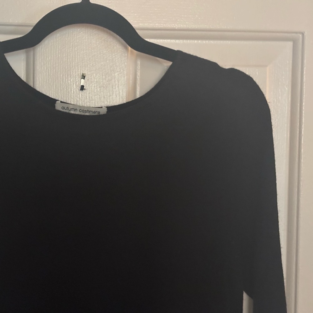 Autumn Cashmere Black Ribbed Crewneck A line dress